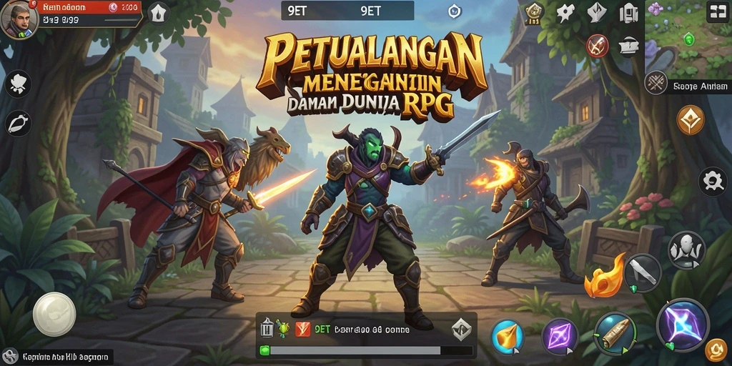 Tampilan gameplay 9ET menampilkan pertempuran epik dan eksplorasi mendalam.