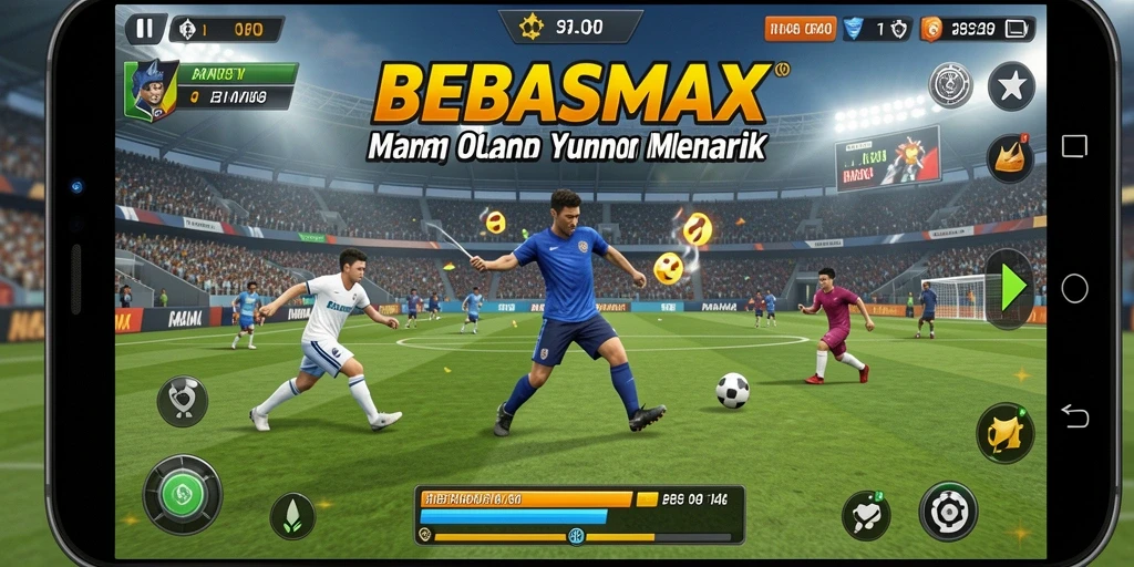 Screenshot gameplay BEBASMAX yang menampilkan aksi olahraga sengit.