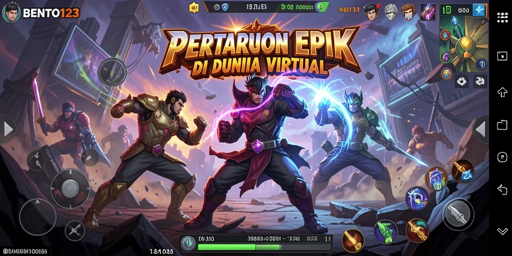Tampilan pertarungan intens di <strong>BENTO123</strong> dengan karakter yang kuat.