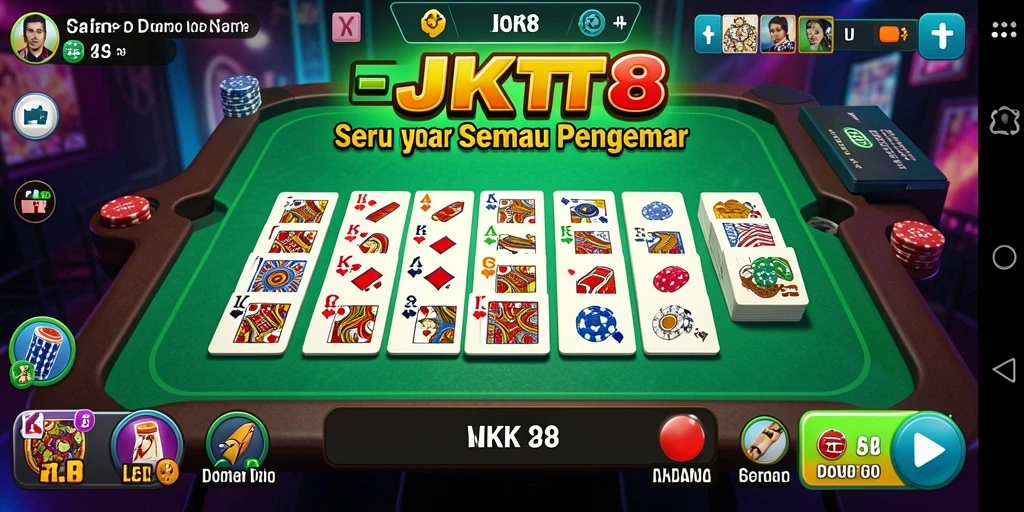Tampilan gameplay JKT8 yang menarik dan menantang dalam permainan Domino.