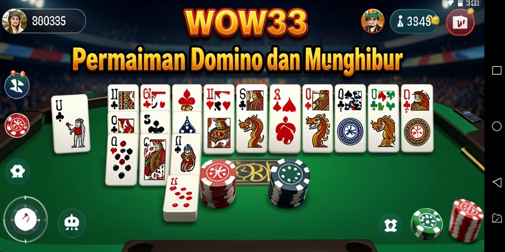 Tampilan menarik dari gameplay Domino di WOW33.